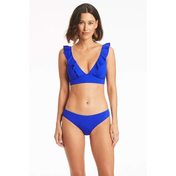 Sea Level Australia Other - Sea Level Essentials Cobalt Blue Ruffled Hipster Two Piece Bikini Swimsuit Set 8